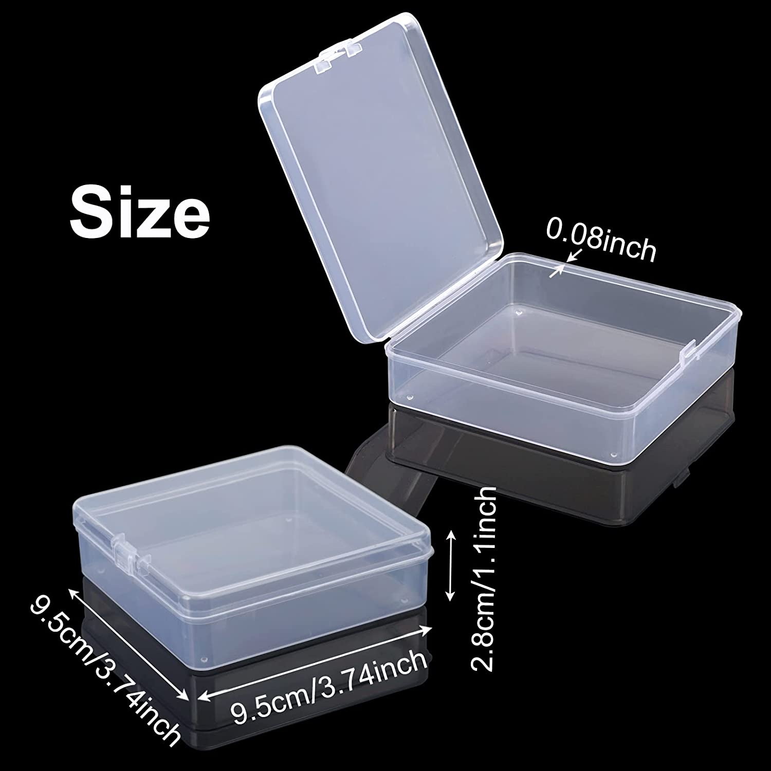 China 16 Pack Small Containers Clear Plastic Boxes Beads Storage Organizers with Hinged for Small Items, Jewelry, Crafts