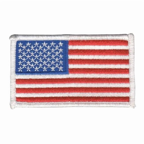 U.S. Flag, Embroidered Patch, White, 3-3/8 in x 2 in 0005HP