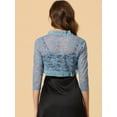 thumbnail image 4 of INSPIRE CHIC Women's Elegant Ruffle Collar Front 3/4 Sleeve Lace Shrug Top, 4 of 6