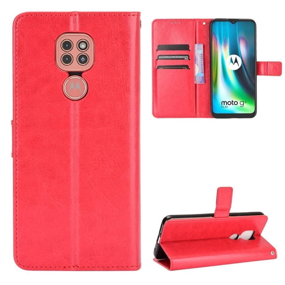 Funda tipo libro para Motorola MOTO G9/G9 Play, cartera todo‑en‑uno, funda multifuncional con tarjetero y correa de muñeca desmontable