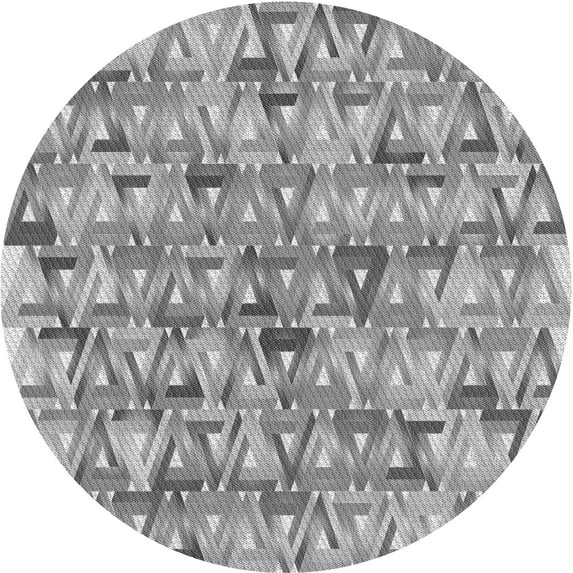Ahgly Company Machine Washable Indoor Round Transitional Silver Gray Area Rugs, 4' Round