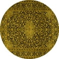 thumbnail image 1 of Ahgly Company Machine Washable Indoor Round Persian Yellow Traditional Area Rugs, 3' Round, 1 of 4