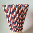 thumbnail image 4 of LACKUST 25 Pieces Disposable Paper Straws Clearance,Flexible Long Drinking Paper Straw,Colorful Paper Straws for Party,bule red white, 4 of 6