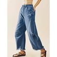 thumbnail image 5 of Women Barrel Leg Casual Jeans Loose Copped Ripped Denim Pants, 5 of 7