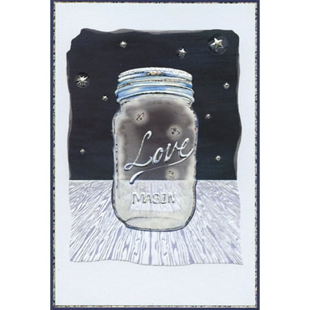 Pictura Silver Foil Love Mason Jar Bright and Colorful 'Jane' Love