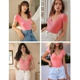 thumbnail image 5 of Zeagoo Women's Deep V Neck T-Shirt Summer Short Sleeve Slim Fitted Stretchy Basic Casual Tops, 5 of 6