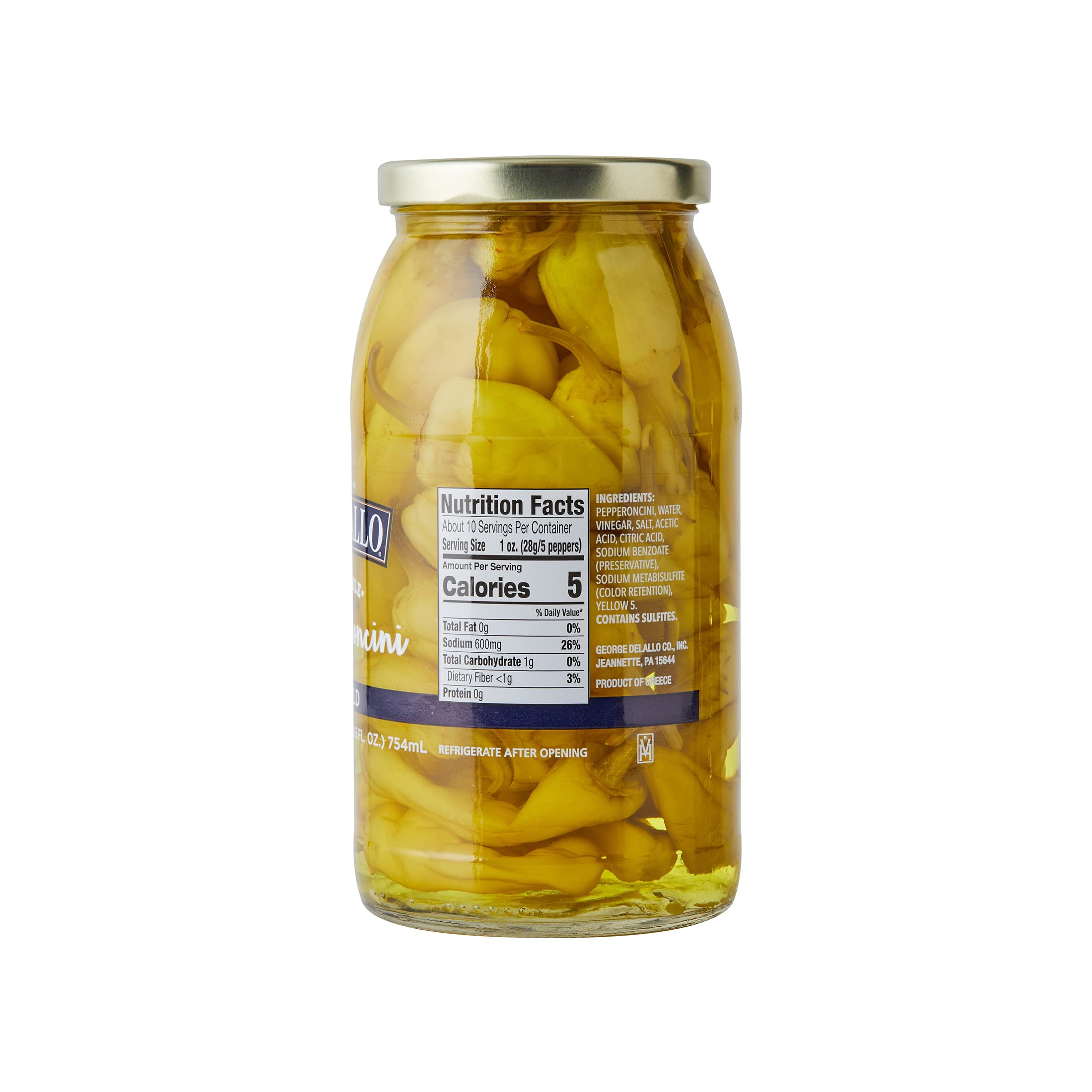 DeLallo Mild Pepperoncini Peppers, 25.5oz Jar, 6-Pack