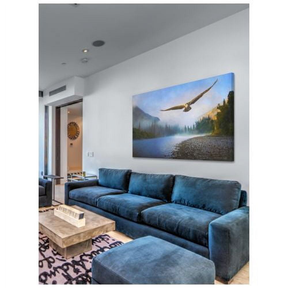 "Foggy River Osprey" Painting Print on Wrapped Canvas