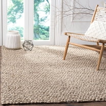 SAFAVIEH Manhattan Kynaston Solid Wool Shag Area Rug, Grey/Brown, 6' x 9'