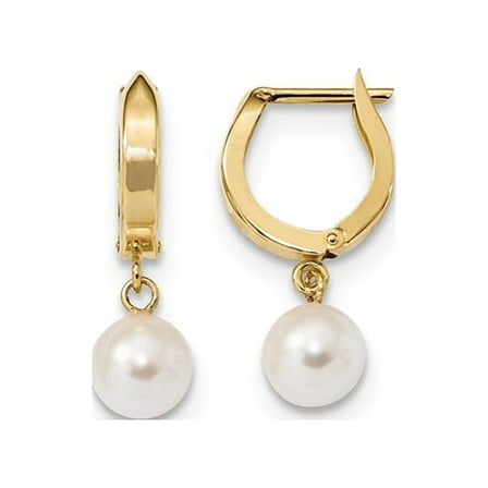 14K Yellow Gold Akoya Saltwater Pearl Earrings (6-7mm)