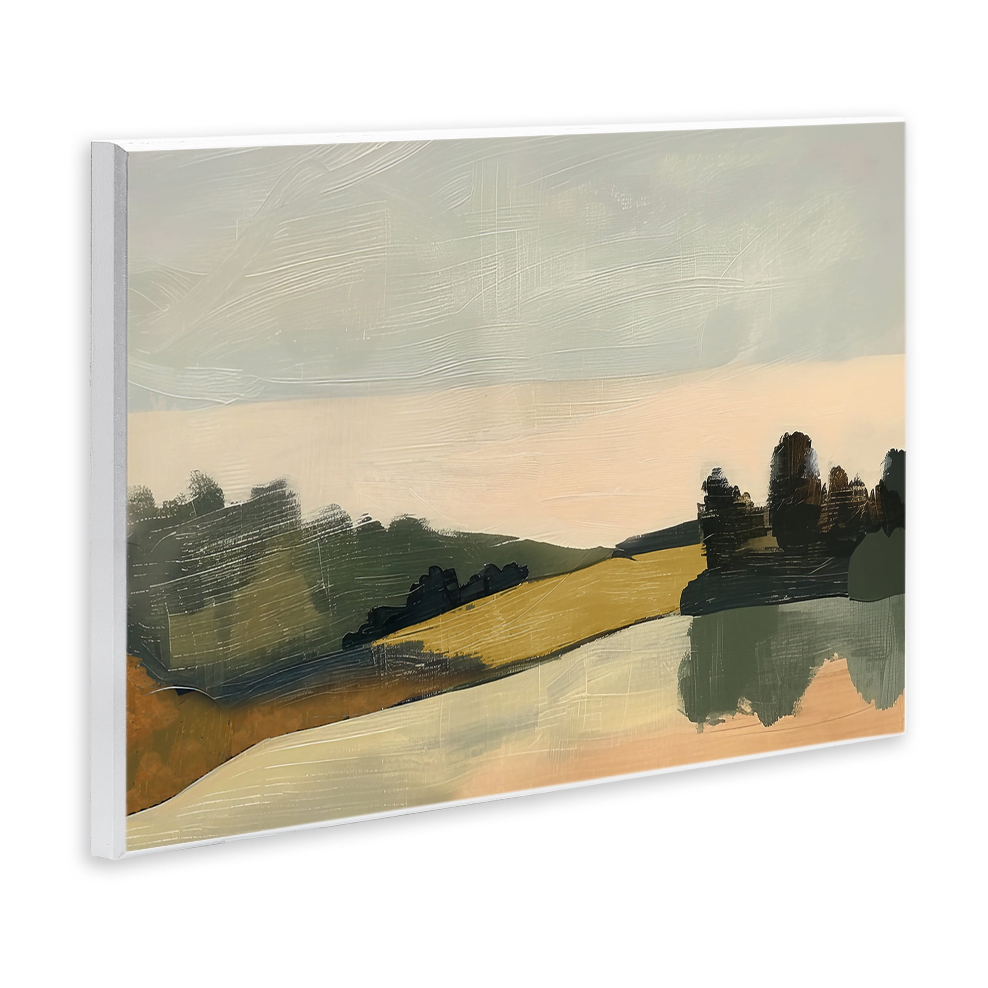 Stupell Industries Curving Green Hills Landscape & Nature Painting Unframed Art Print Wall Art, 19 x 13