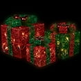 thumbnail image 3 of Northlight LED Lighted Glitter Threaded Gift Boxes Outdoor Christmas Decoration - Set of 3, 3 of 6