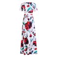 thumbnail image 2 of Vestido largo estampado de 2 piezas Vestido con abertura lateral estampado floral con cuello en V profundo de moda para mujer Blanco XL, 2 of 4