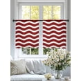 thumbnail image 5 of Red White Semi Sheer Curtains 45 Inch Length 2 Panels Set, Modern Abstract Waves Water Ripple Striped Sheer Kitchen Curtain Privacy Voile Window Curtain for Living Room Bedroom Rod Pocket Drapes, 5 of 7