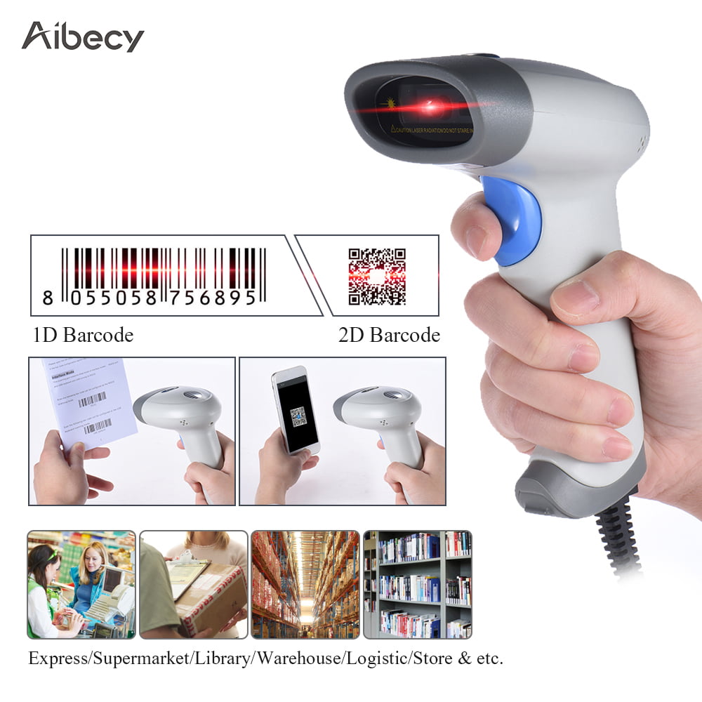 Aibecy Handscanner Wireless 1D 2D QR PDF417 Barcode Scanner Barcodeleser E3H7 