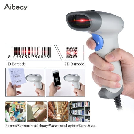 Aibecy 2D QR 1D USB Barcode Scanner CCD Red Light PDF417 Screen Scanning Bar Code Reader Support Multiple Language for Wechat Alipay Mobile (Best Barcode And Qr Scanner For Android)