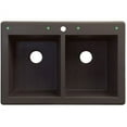 thumbnail image 3 of Transolid Radius 33in x 22in silQ Granite Drop-in Double Bowl Kitchen Sink with 3 CAE Faucet Holes, In Espresso, 3 of 4