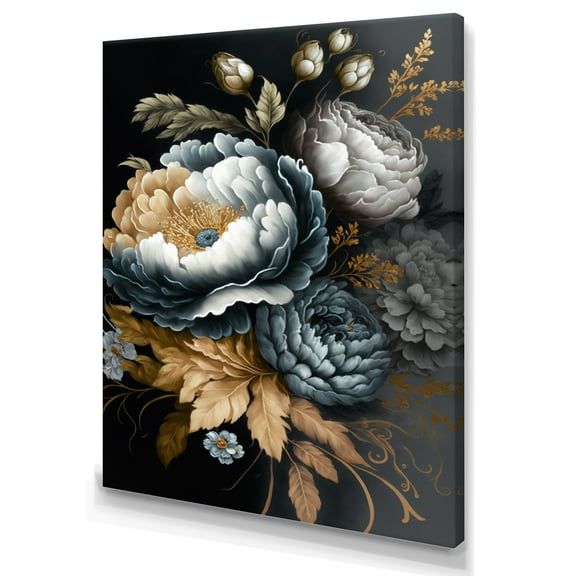 Designart Blue Blooming Bouquet I Canvas Wall Art