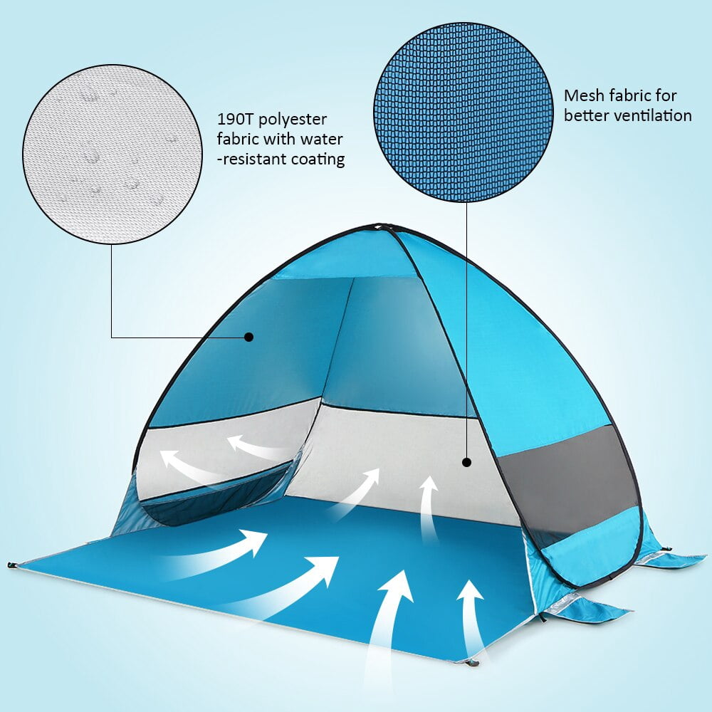 Pop Up Beach Tent UPF 50+ Sun Shelter for 2-3 Person Automatic Portable Beach Shade Tent Outdoor Cabana Sun Umbrella,Blue