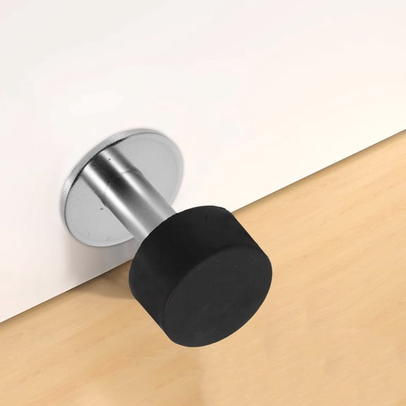 NICERIO Black Stainless Steel Door Stopper with Dual Protection for Home Wall and Door
