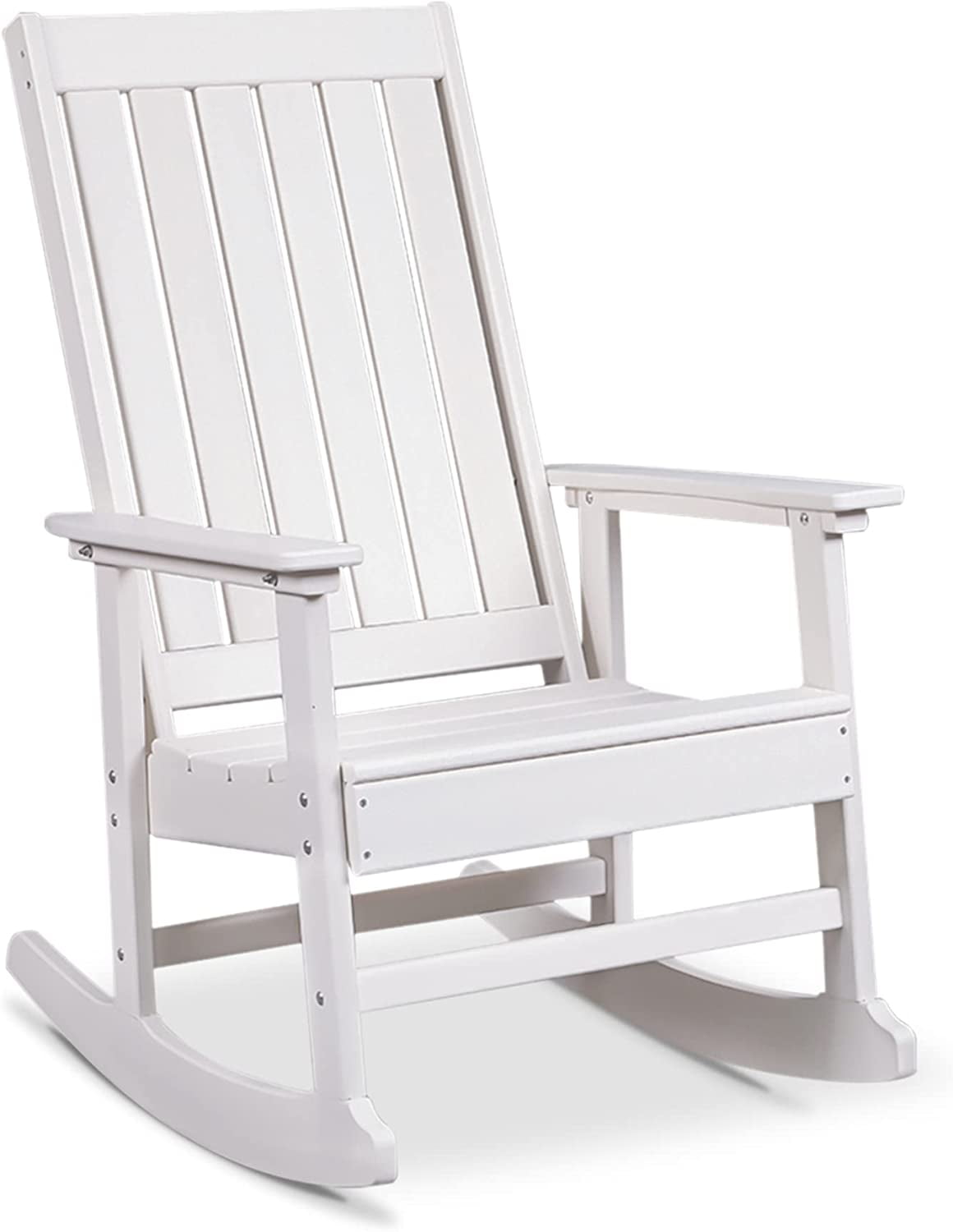 Coewske Outdoor Rocking Chair Plastic Patio Rocker Chair White