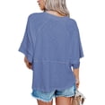 thumbnail image 3 of Camiseta holgada de manga 3/4, linda camiseta informal de verano para mujer, transpirable para fiestas! Demonsen None, 3 of 5