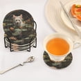 thumbnail image 5 of White Cat Lotus Leaves Flowers Pool 6 Pcs Drink Coasters with Holder Absorbent Coasters Woven Coasters for Drinks Table Desk Protection Home Decor, 5 of 7