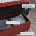 thumbnail image 5 of TYJDFN Storage Ottoman, 47 Inch Bench Bedroom Bench with Safety Close Hinge, Extra Long Ottoman with Storage for Living Room, Entryway, Hallway, Foot Rest, Support 300lbs -Red/ Faux Leather, 5 of 16