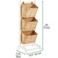 thumbnail image 6 of mDesign Water Hyacinth 3-Tiered Storage Baskets Floor Stand - White/Natural, 6 of 7