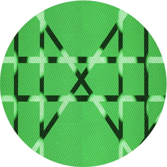 Ahgly Company Indoor Round Patterned Neon Green Area Rugs, 4' Round