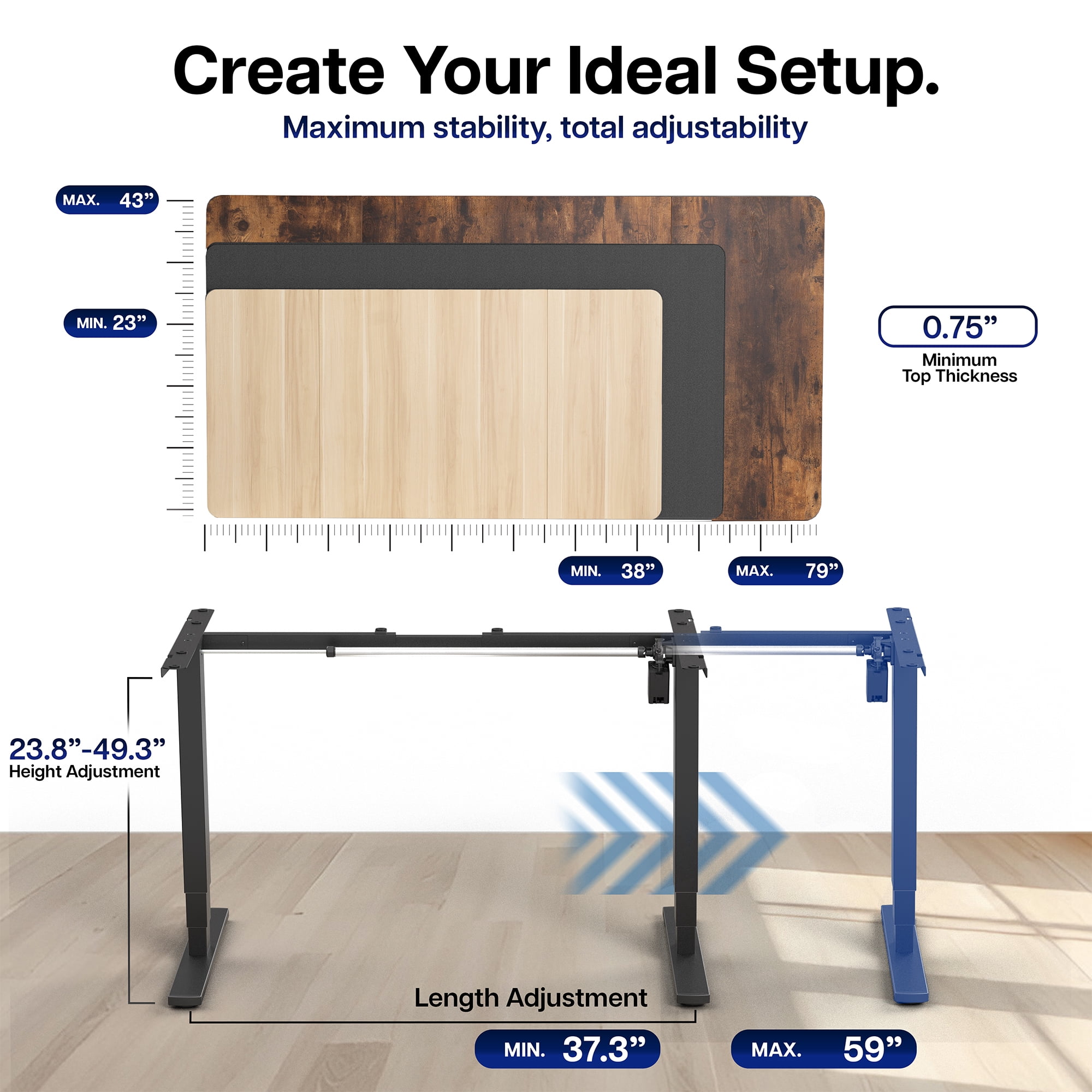 VIVO Electric Stand Up Desk Frame Single Motor Standing Height Adjustable