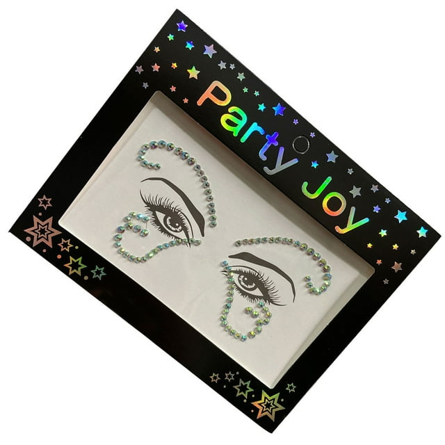 Seitruly Joyas para los ojos, pegatinas de diamantes de imitación, cuentas de cristal sin pegamento, purpurina, maquillaje facial, joyería, Tratamientos faciales HF-107 Blanco AB