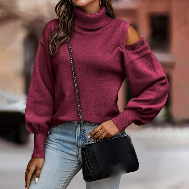 Tawop Christmas Sweaters, Casual Solid Long Sleeve Turtle Neck