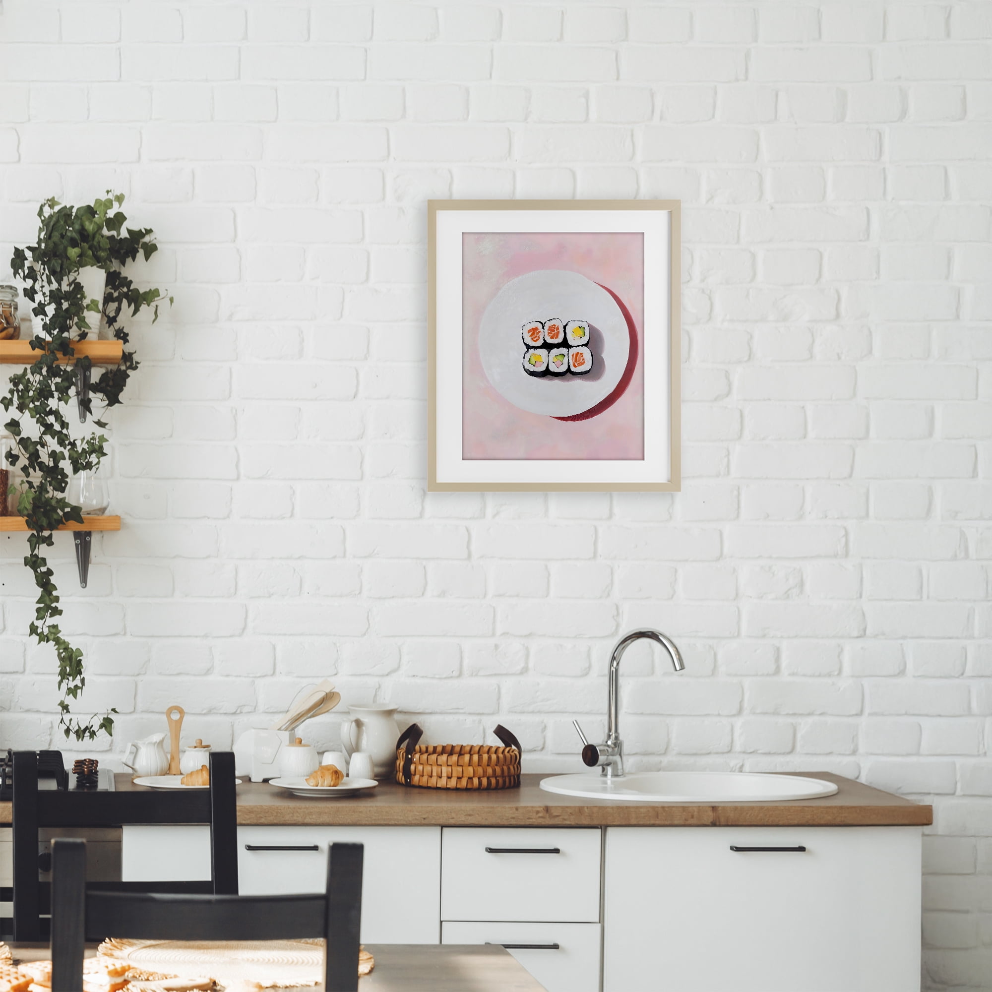 Stupell Industries Sushi Rolls on Plate Birch Framed Print Under Glass, design by The Prints Vibe