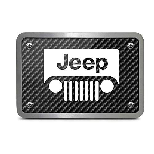 Jeep Grill Logo Black Metal Plate 2 inch Tow Hitch Cover 