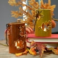 thumbnail image 6 of Maple-Leaf Tea-Light Candle Holder with Handle, Ceramic Fall Lantern for Thanksgiving Table Centerpiece, Autumn Mantle Or Shelf Accent, Seasonal Home Décor, Led/Flame Compatible, , 1X Candle Holder, 6 of 7