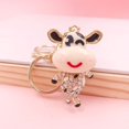 thumbnail image 7 of Creative Cow Keychain Rhinestone Pendant Smile Key Chain Metal Water Drill Car Keychain Decoration Key Ring Accessories, 7 of 7