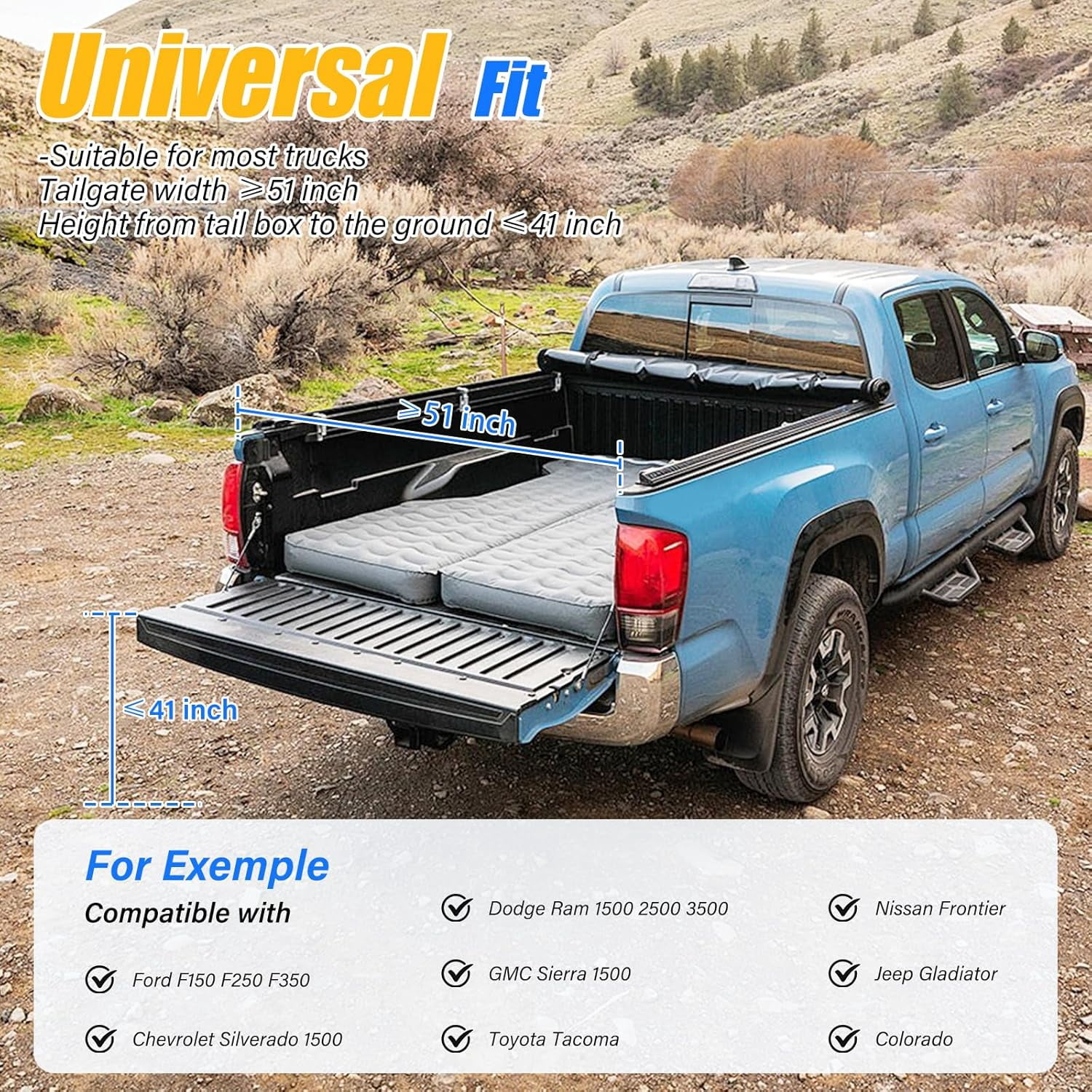 LCOKEIY Truck Tailgate Ladder, Pickup Tailgate Rack with Aluminum Step Grip Plates, Steel, Capacity 300 lbs, Black