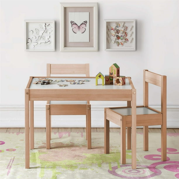 Baby Relax Hunter 3Piece Kiddy Table & Chair Kids Set, Natural/White