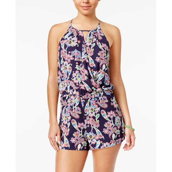 Bcx Juniors Faux Wrap Romper Paisley Print M