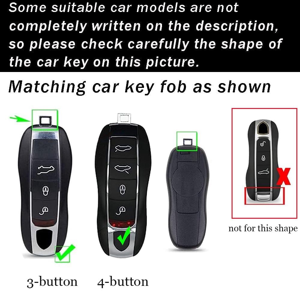 Smart Remote Key Fob Holder Fit for Porsche Metal Car Key Cover TPU Leather Key Jacket for Boxster Cayenne Panamera Cayman Macan Carrera 911 991