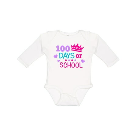 

Inktastic 100 Days of School in Pink and Purple with Crown Girls Long Sleeve Baby Bodysuit