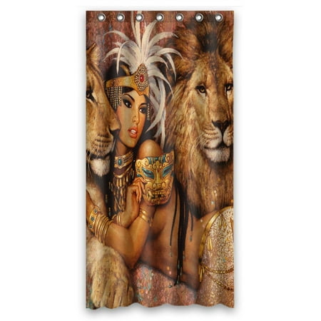 Detroit Lions Shower Curtain GCKG African Beautiful Woman With Lions Waterproof Polyester Shower Curtain Bathroom Deco 36x72 inches ()