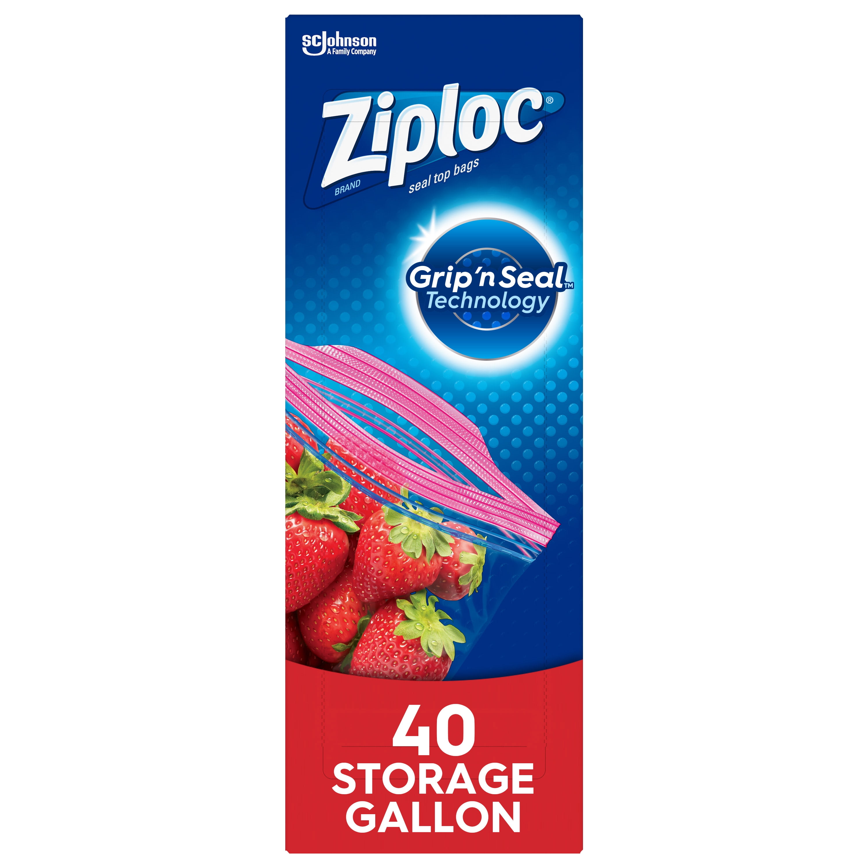 Ziploc® Brand Storage Bags with Grip 'n Seal Technology, Gallon, 40 Count