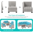 thumbnail image 3 of 6-Piece Outdoor Patio Furniture Set, PE Wicker Rattan Sectional Sofa Conversation Set with Tempered Glass Table & Thick Cushions - All-Weather Garden, Backyard Furniture,Turquoise, 3 of 8
