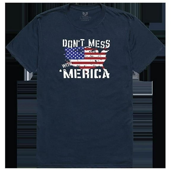 Dont Mess with America Relaxed Graphic Tee Shirt, Navy - Small