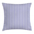 thumbnail image 1 of Abstract Throw Pillow Cushion Cover, Artful and Continuous Print of Four Leaf Motifs Geometric Figures Concept, Decorative Square Accent Pillow Case, 16" X 16", Indigo and White, by Ambesonne, 1 of 2