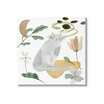 Stupell Industries Floral Happy Cat Botanicals Graphic Art Gallery Wrapped Canvas Print Wall Art, Design by Melissa Wang
