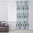 thumbnail image 3 of Green Grey Morocco Pattern Semi Sheer Curtains Drapes for Living Room,Bedroom,French Doors Window 84 Inches Long,Turquoise Modern Moroccan Geometric Rod Pocket Chiffon Curtain Drapery Voile Panel, 3 of 6