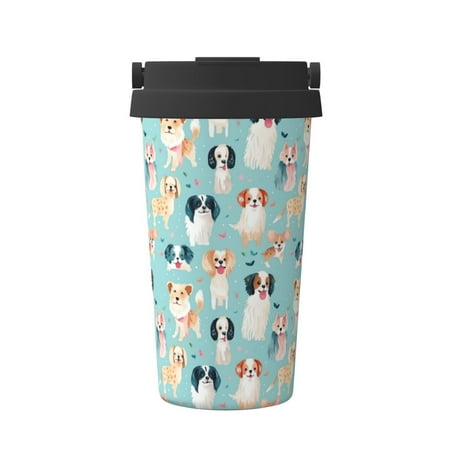 

Junzan Colorful Dog for Stainless Steel Vacuum Insulated Tumbler - Reusable Insulated Cold Brew Iced Coffee Cup Thermos -Gifts for Women Men Him Her